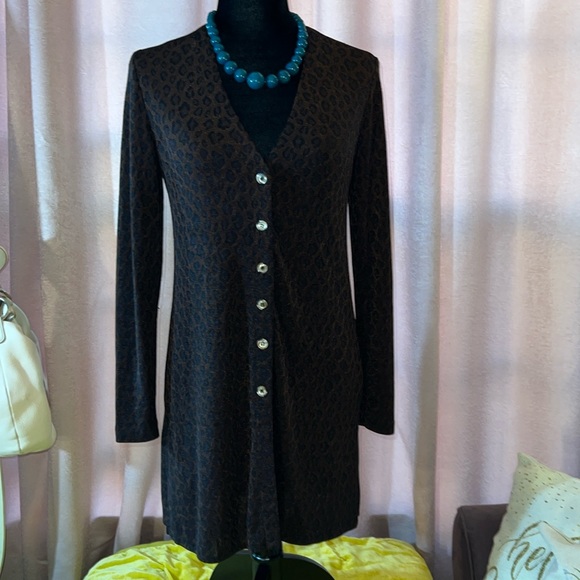 Vintage Rabbit Rabbit Rabbit Size 4P Animal Print V Neckline Midi Cardigan - Picture 2 of 15